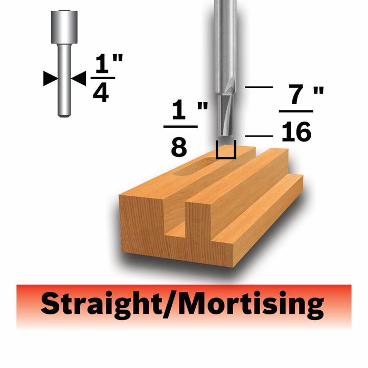 Bosch 1/8in x 1/2in Solid Carbide Double Flute Straight Router Bit