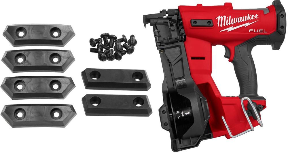 Milwaukee M18 FUEL Coil Roofing Nailer & Replacement Rubber Wear Pads Bundle, large image number 1