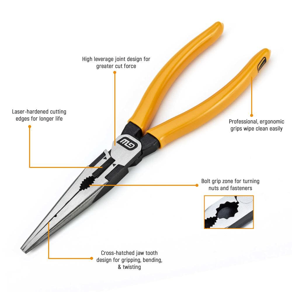 GEARWRENCH Pitbull Long Nose Pliers 6in Dipped Handle, large image number 2