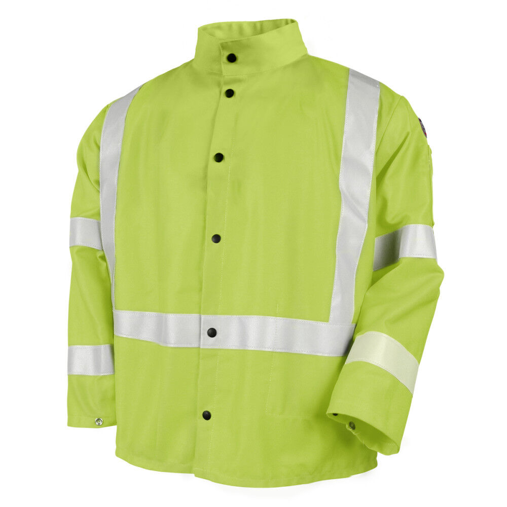 Black Stallion Welding Jacket 9oz Lime Green FR Cotton XL, large image number 1