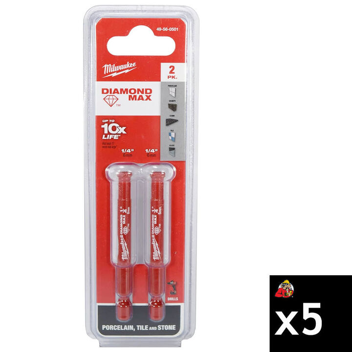 Milwaukee 1/4 Inch Diamond Max Hole Saw Bit Bundle, 10 Pieces