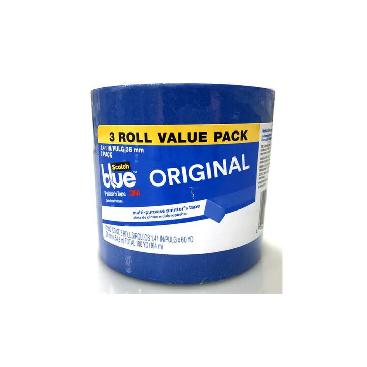 3M ScotchBlue Painters Tape 1.41in x 60yd Blue 3pk, large image number 1
