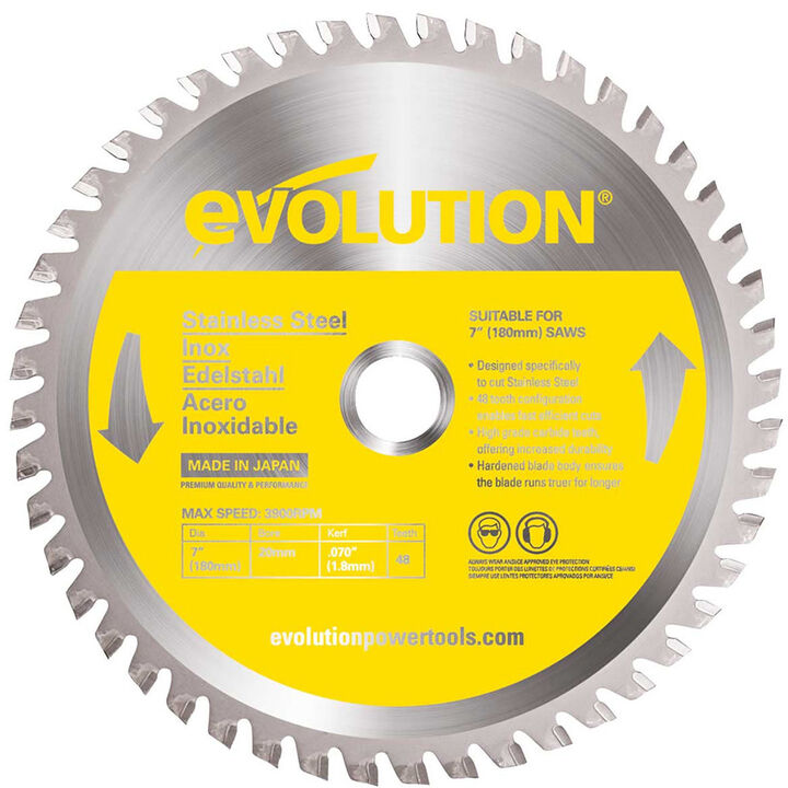 Evolution Power Tools 7in x 48T Stainless Steel Cutting Circular Saw Blade