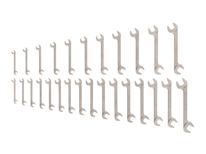 Tekton Angle Head Open End Wrench Set, 27-Piece (3/8-1 Inch, 10-27 mm)