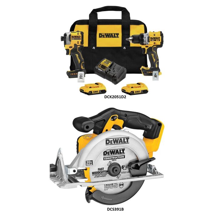 DEWALT 20V MAX Impact Driver, Drill/Driver, and Circular Saw Bundle, large image number 1