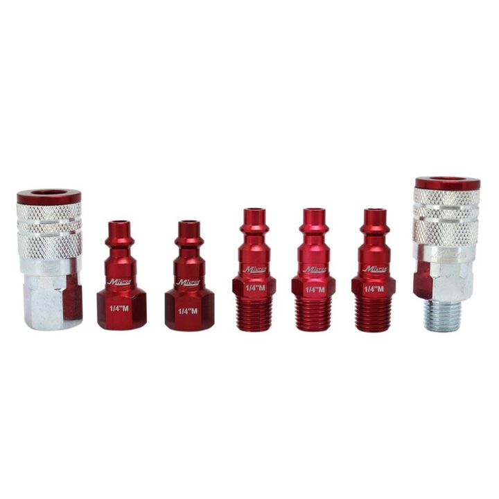 Milton ColorFit S-307MKIT Coupler & Plug Kit - (M-Style Red) - 1/4in NPT (7-Piece)