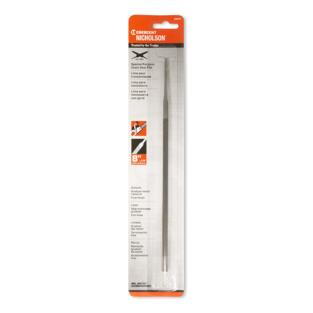 Crescent Nicholson Round Chain Saw File 8 In. X 1/4 In. Knurl Cut Carded, large image number 2