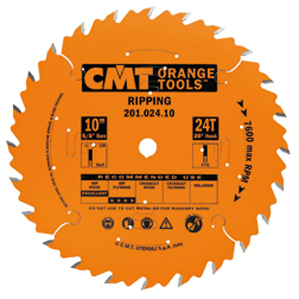 CMT 10 In x 24 x 5/8 In Industrial Ripping Blade, large image number 1