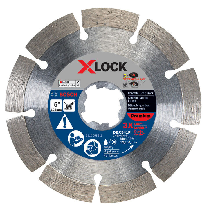 Bosch XLOCK 5 Inch Premium Segmented Rim Diamond Blade for Universal Rough Cuts in General Purpose Concrete