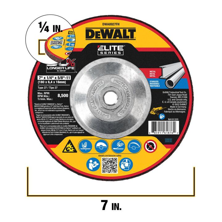 DEWALT XP Ceramic Grinding Wheel 7 X 1/4 X 5/8-11, large image number 1