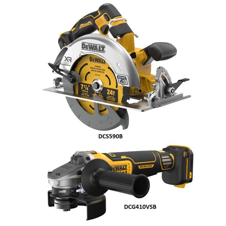 DEWALT 20V MAX 7-1/4 Inch Cordless Saw & 4-1/2 Inch - 5 Inch Grinder Bundle, large image number 1