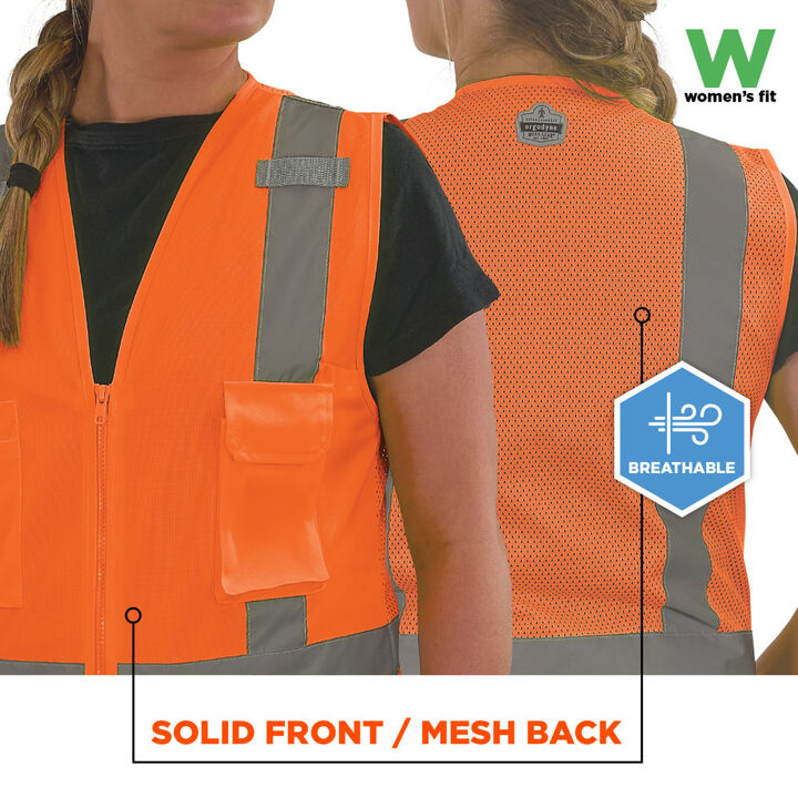 Ergodyne GloWear 8247ZW-S Class 2 Womens Surveyor Hi-Vis Orange Vest Medium, large image number 3