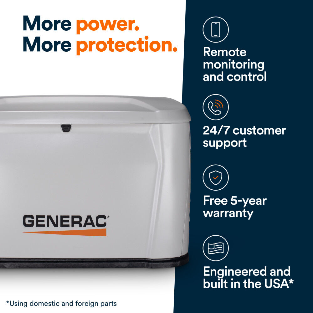 Generac Next Generation 10000 Watt 10kW Dual Fuel 50 State Air Cooled Home Standby Generator, large image number 3