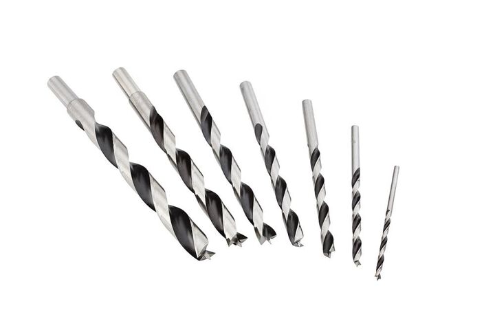 Fisch 7 piece Chrome Vanadium Brad Point Bit Set: 1/8in - 1/2in Diameter