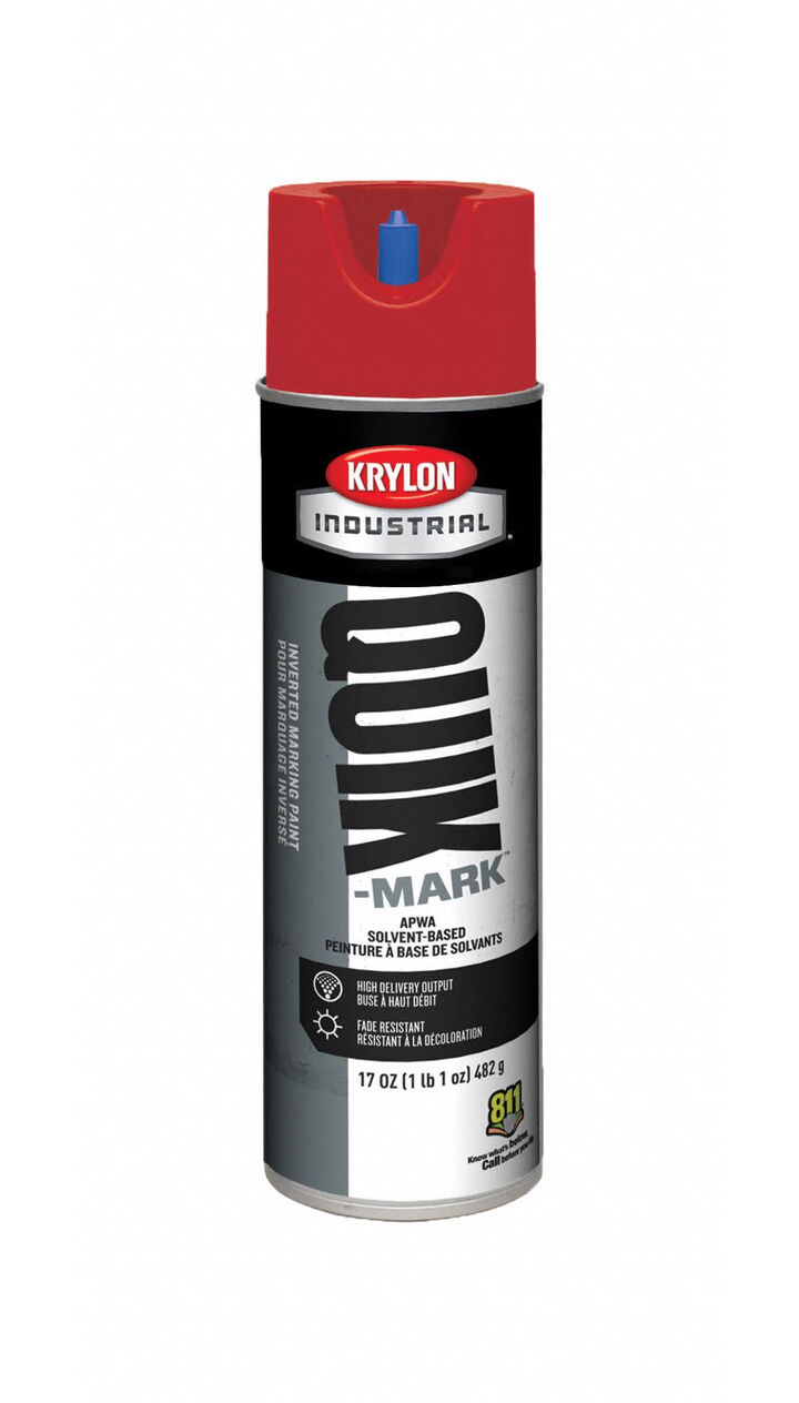 Krylon Quik-Mark 17 Oz Solvent-Based Inverted Marking Paint, Red