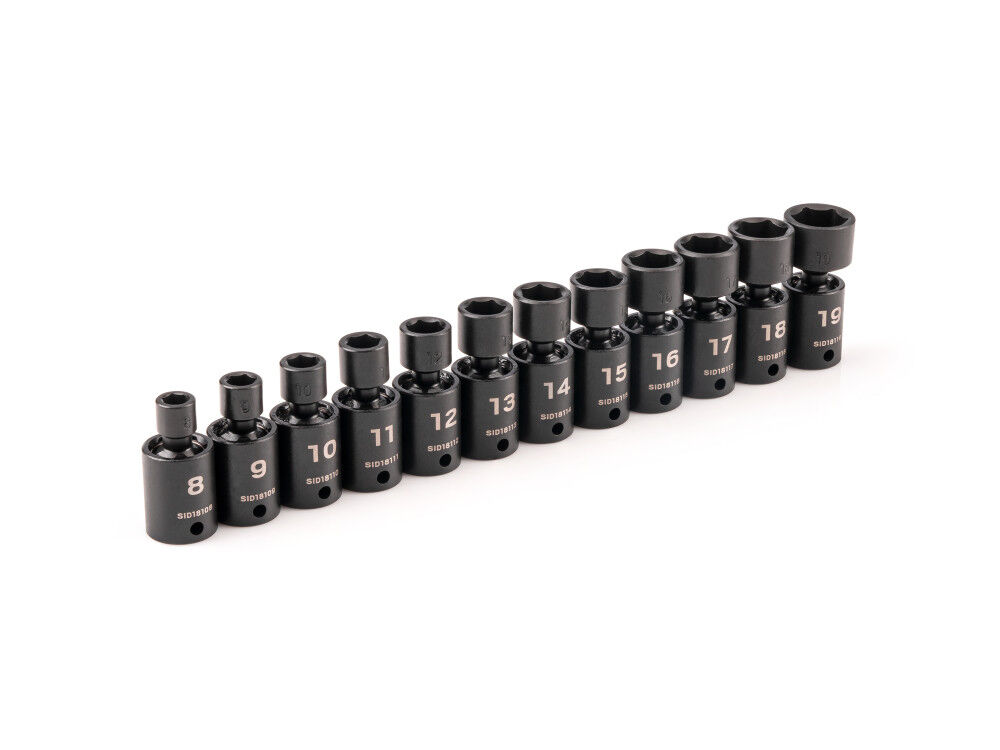 Tekton 3/8 Inch 6 Point Universal Joint Impact Socket Set, 12 Pieces (8-19 mm), large image number 1