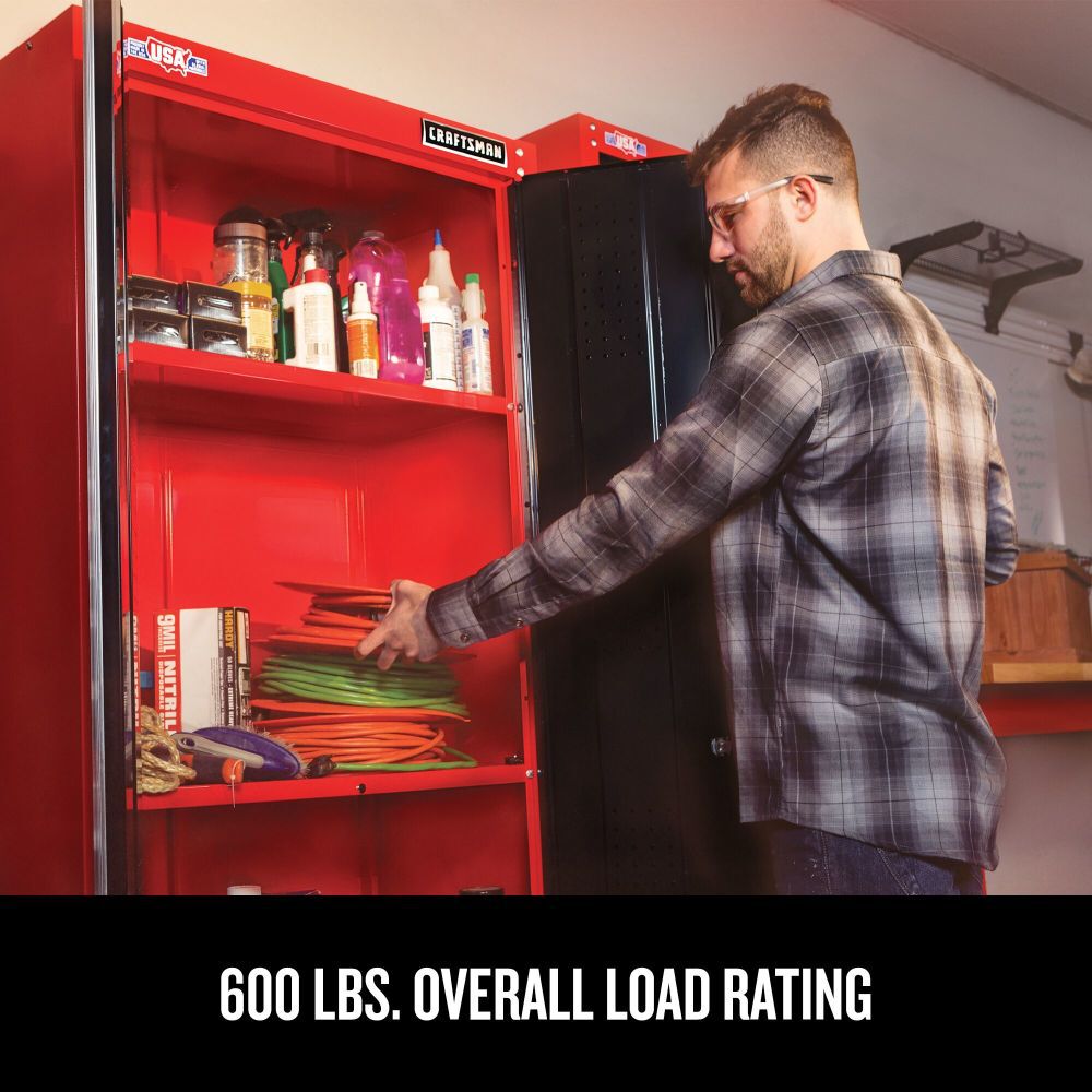 CRAFTSMAN 32 Inch Wide Freestanding Tall Garage Storage Cabinet, Red, large image number 4
