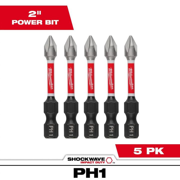 Milwaukee SHOCKWAVE 2 in. PH1 Impact Driver Bits 5PK