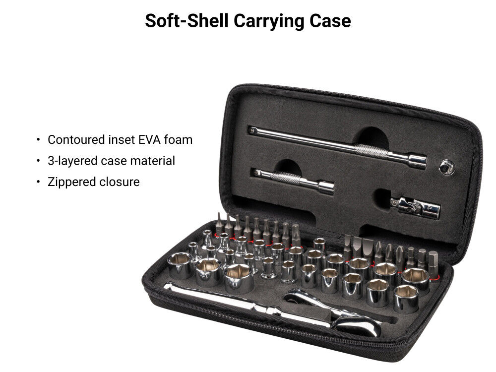 Tekton 1/4 Inch 6 Point Small Engine Repair Kit, Ratchet and Case, 50 Pieces, large image number 6