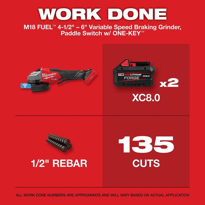 Milwaukee M18 FUEL 4-1/2 Inch-6 Inch Variable Speed Braking Grinder, Paddle Switch with ONE-KEY Kit, large image number 1