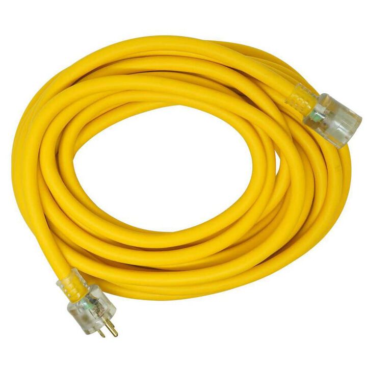 Southwire SEOOW Polar Solar 50 Ft Yellow 12/3 Heavy-Duty Outdoor Extension Cord with Power Light Indicator