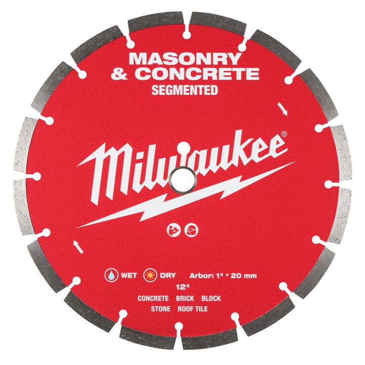 Milwaukee 12 Inch Segmented Rim Diamond Blade for Concrete, Stone, and Brick