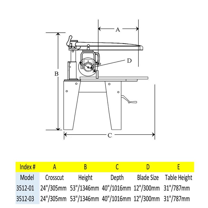 Original Saw 12 In. 1 Phase Contractor Duty Radial Arm Saw, large image number 1