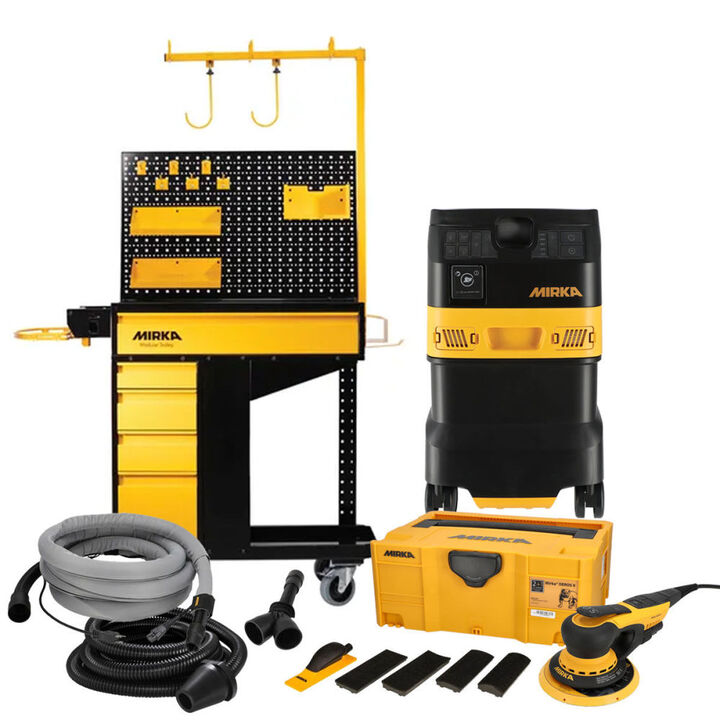 Mirka 6 Inch Dust-Free System DEROS II and DEXOS 1230 with Trolley Pro