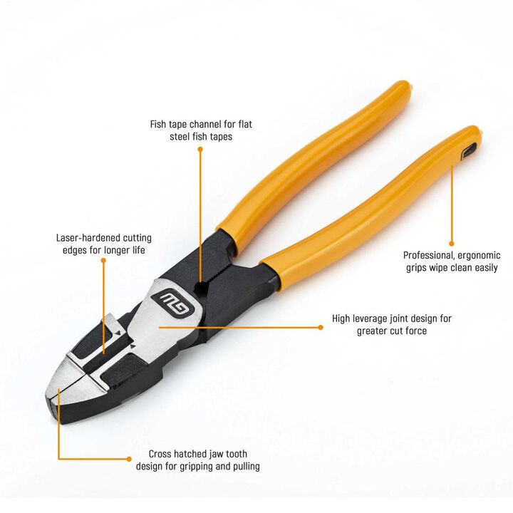 GEARWRENCH Pitbull Linemans Pliers 8in Dipped Handle, large image number 1