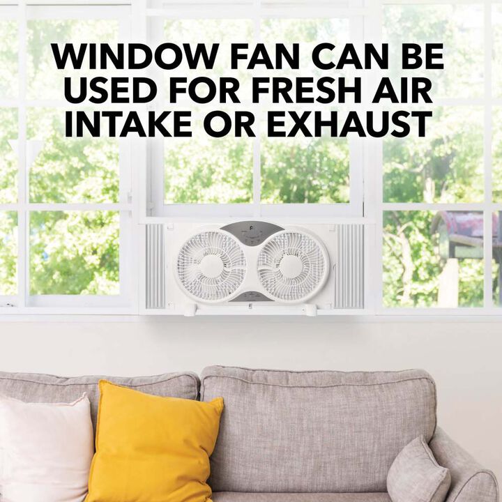 Perfect Aire 9 Inch 408 CFM Reversible Twin Window Fan with 3 Speed and Remote, large image number 4