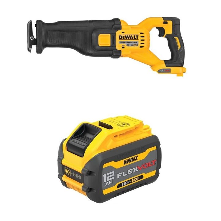 DEWALT 60V MAX Cordless Reciprocating Saw & 20/60V MAX Battery Bundle