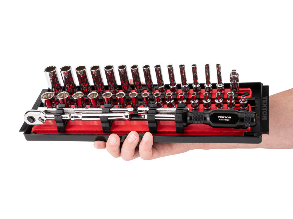Tekton 1/4 Inch 12 Point Socket and Ratchet Set, 35 Pieces (4-15 mm), large image number 7