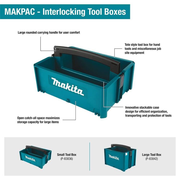 Makita MAKPAC Interlocking Tool Box Small 6in x 15 1/2in x 11 1/2in, large image number 5
