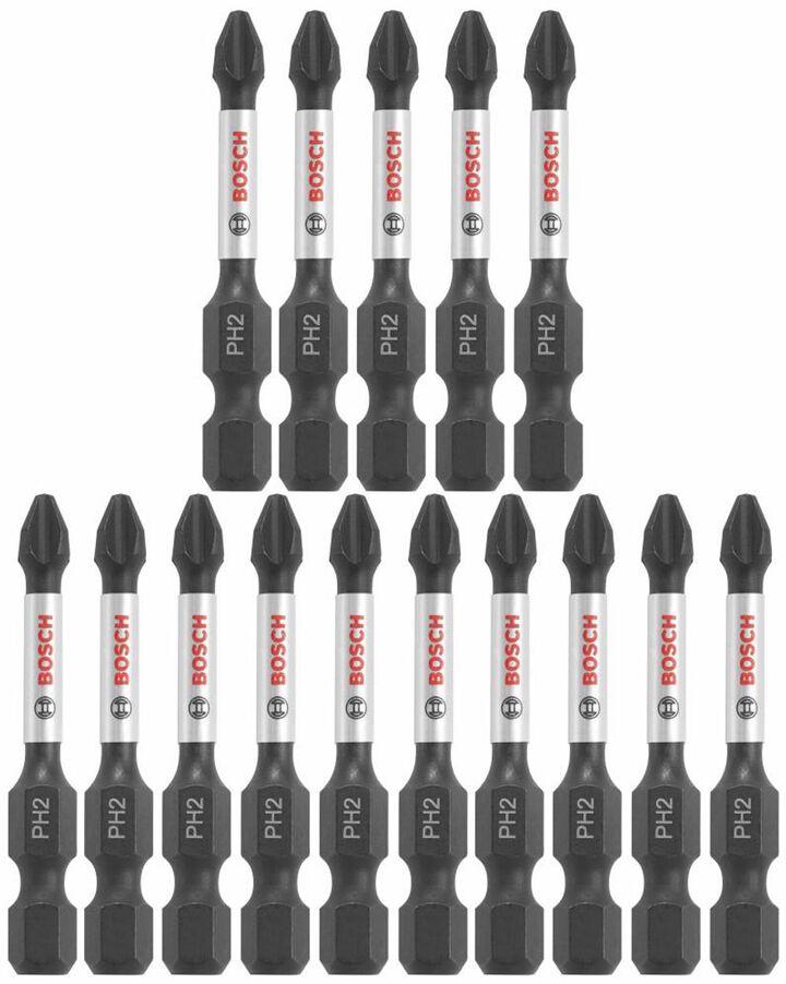 Bosch Impact Tough 2 Inch Phillips #2 Power Bits 15 Piece
