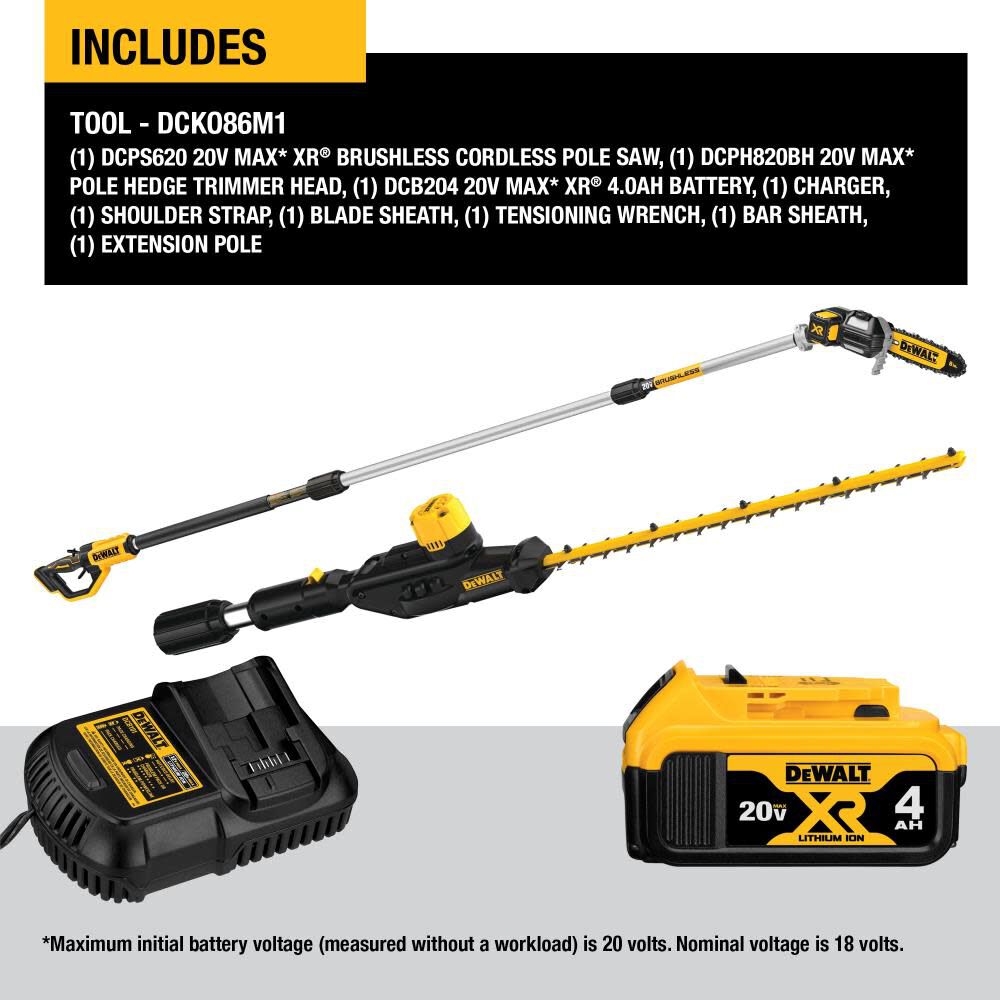 DEWALT 20V MAX Lithium-Ion Cordless Pole Saw and Pole Hedge Trimmer Combo Kit, large image number 17