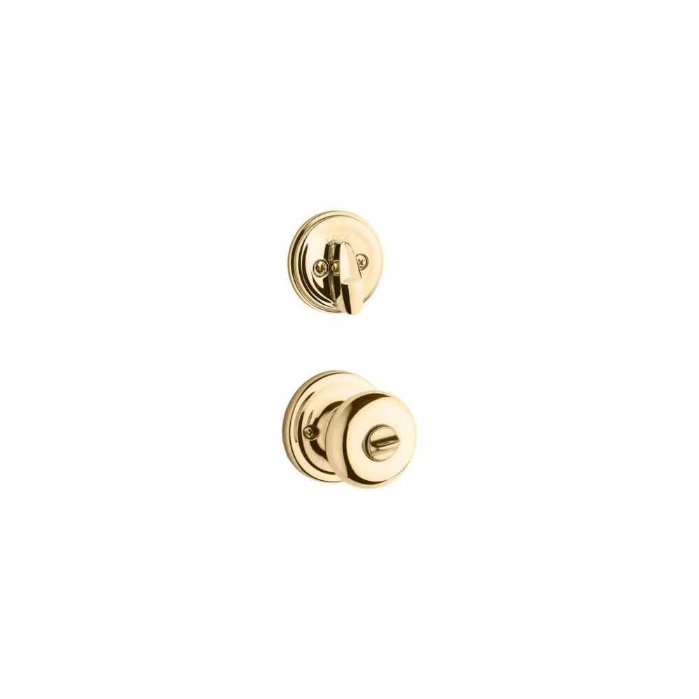 Kwikset Polished Brass Juno Door Knob & Single Cylinder Deadbolt Set, large image number 2