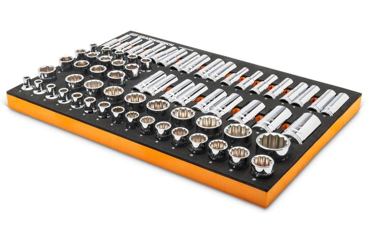 GEARWRENCH 67 Piece 1/2 Inch Metric and 60 Piece 1/2 Inch SAE Socket Set Bundle with Tray, large image number 4