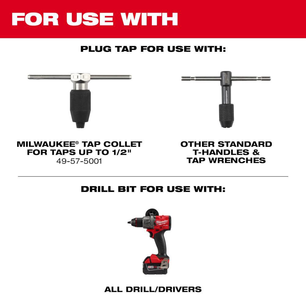 Milwaukee 5/16 in -18 NC Straight Flute Plug Tap & F Drill Bit, large image number 4