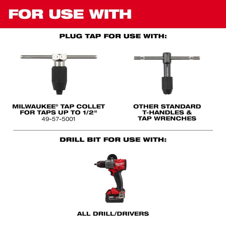 Milwaukee 5/16 in -18 NC Straight Flute Plug Tap & F Drill Bit, large image number 3