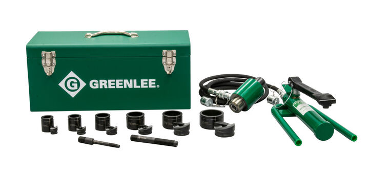 Greenlee 11-Ton Hydraulic Knockout Kit with Foot Pump and Slug-Buster 1/2 Inch - 2 Inch