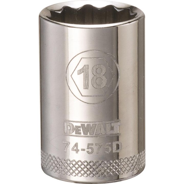 DEWALT Socket 12 Point 1/2in Drive 18 MM