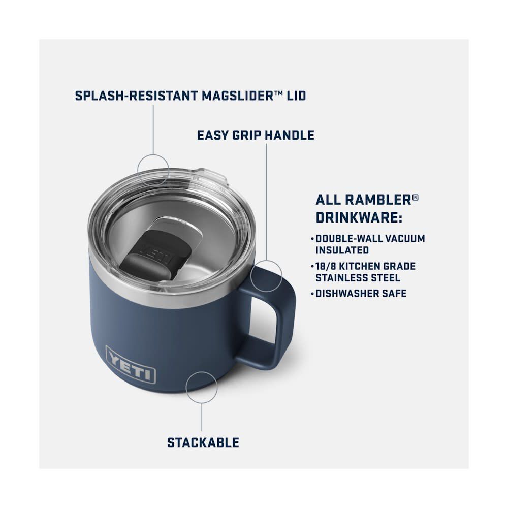 YETI Rambler 14 Oz Stackable Mug with Magslider Lid Lowcountry Peach, large image number 6