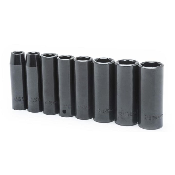 Crescent Socket Set 8 Pc. 1/2 In. Drive 6 Point Deep SAE