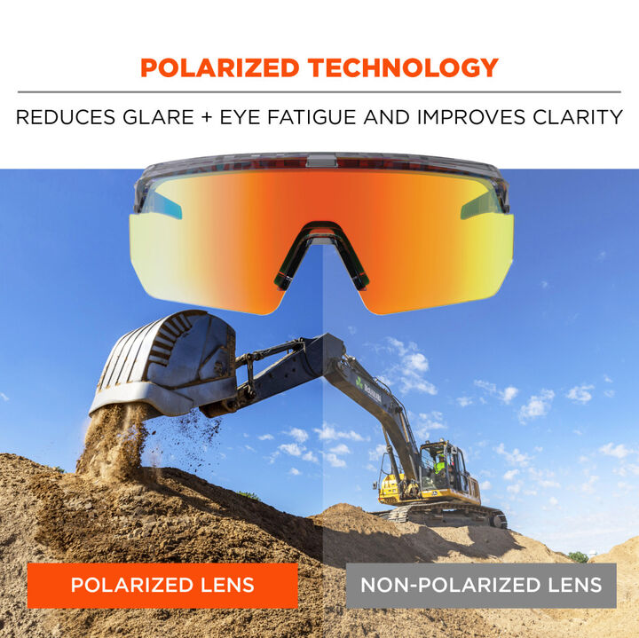 Ergodyne Skullerz AEGIR Polarized Mirrored Safety Glasses, Smoke Frame, Orange Lens, large image number 3