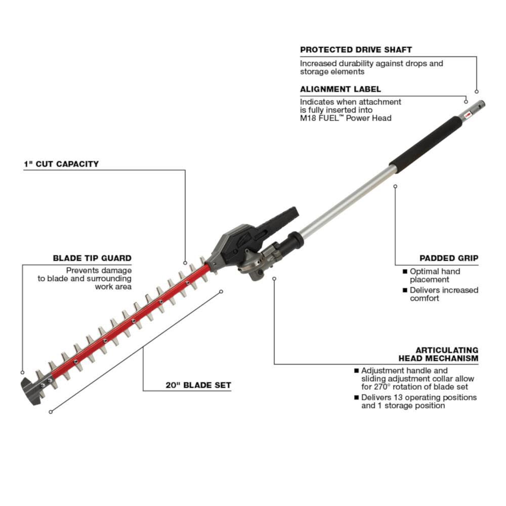 Milwaukee M18 FUEL QUIK-LOK Articulating Hedge Trimmer Attachment, large image number 3