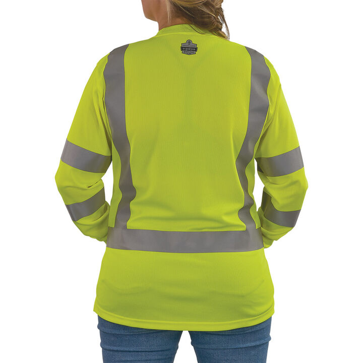 Ergodyne GloWear 8374 Womens Essential Class 3 Long Sleeve Shirt Hi-Vis Lime Medium, large image number 5