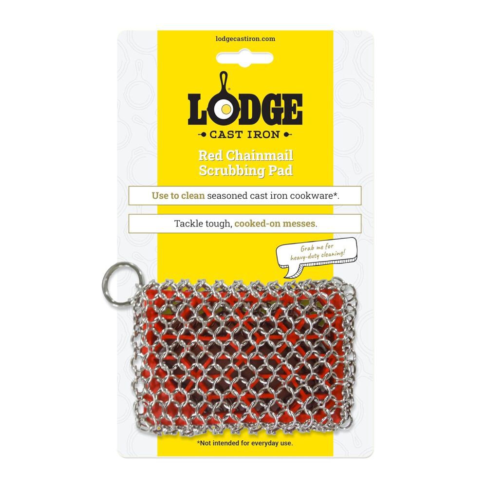 Lodge Cast Iron 4.33 x 3 x 0.75 Inch Red Stainless Steel Chainmail Scrubbing Pad, large image number 7