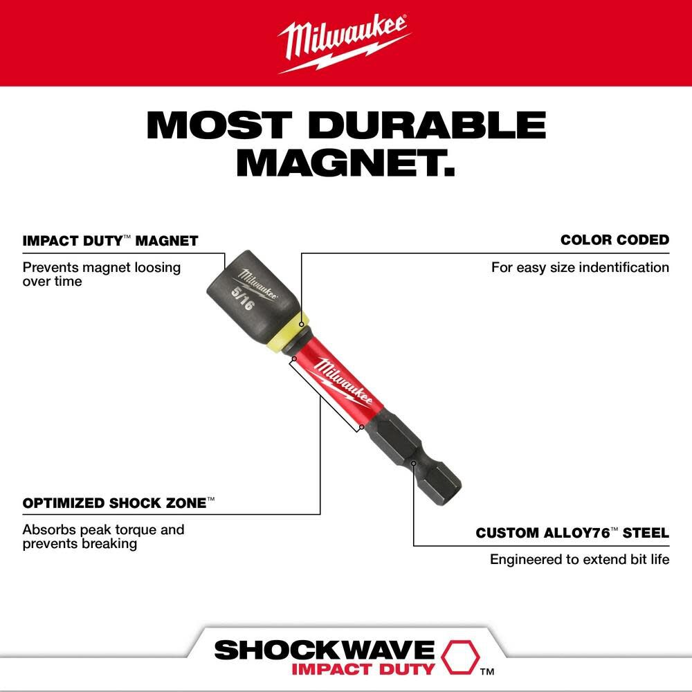 Milwaukee SHOCKWAVE 2-9/16 in. Magnetic Nut Driver 10 mm, large image number 4