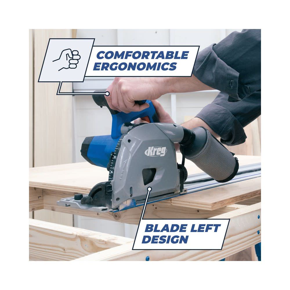 Kreg 120V 48T Blade Adaptive Cutting System Plunge-Cut Track Saw & 62 Inch Guide Track Bundle, large image number 13