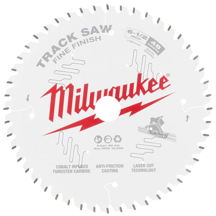Milwaukee 6 1/2inch 48T Fine Finish Track Saw Blade, large image number 0